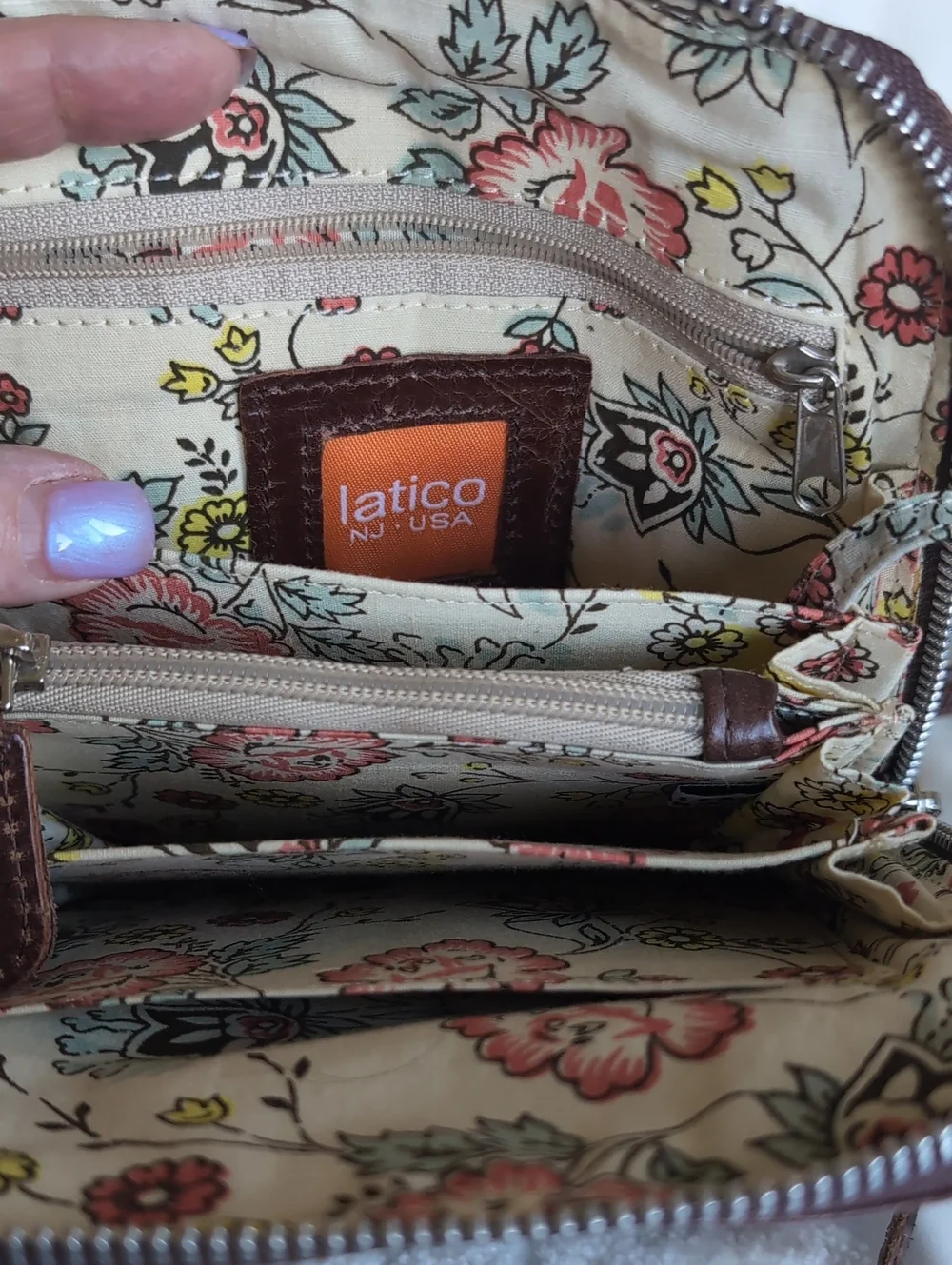 Latico Rustic Butter Soft Marbled Chocolate Leather Organizer/ Wallet Crossbody
